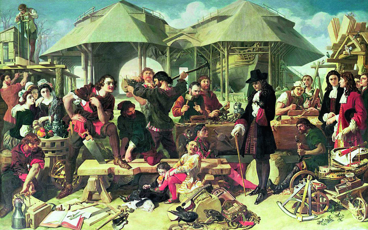 Петр Великий посещает в 1698 г. лондонские верфи в Дептфорде, 1857, Daniel Maclise.jpg