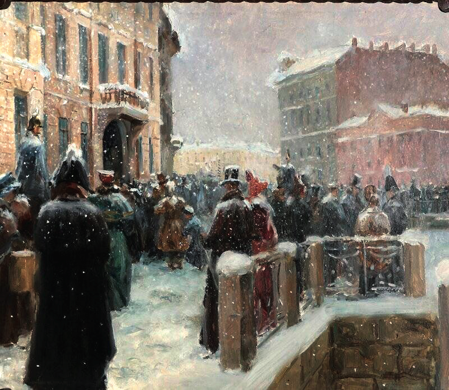У дома Пушкина на Мойке после дуэли. Эскиз Мацкевич 1987.png