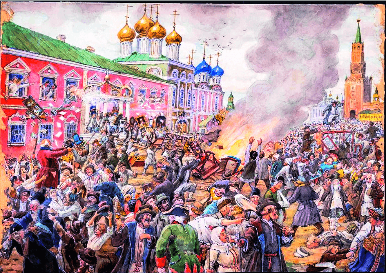 Рисунок. Чумной бунт, восстание в Москве в 1771 году. 1938 г. Лисснер Э.Э 1.png