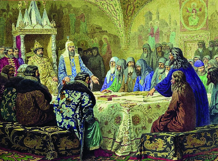 Церковный cобор. 1654 год. Начало раскола. Алексей Кившенко, 1880.jpg